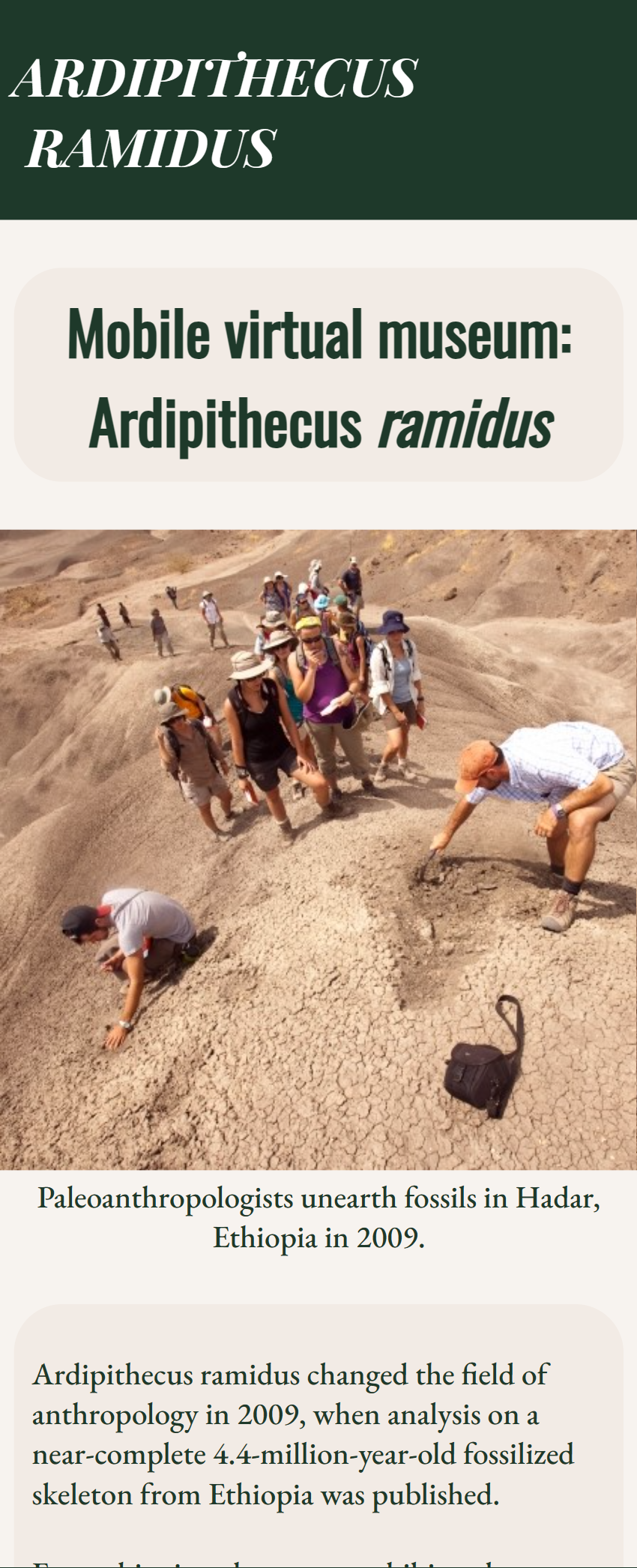 Paleoanthropologists unearth fossils in Hadar, Ethiopia in 2009.